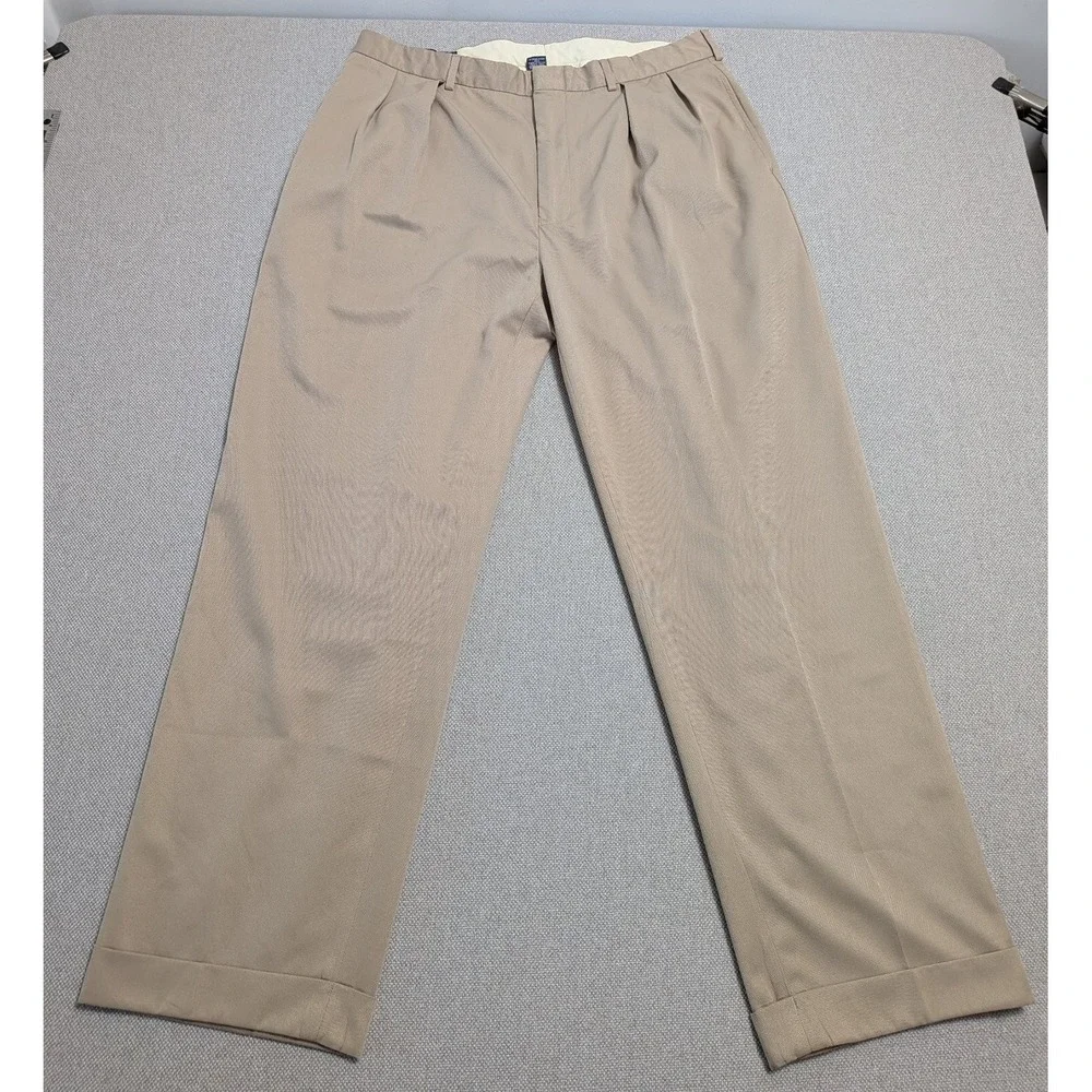 Polo Ralph Lauren Men's Khaki Pleated Dress Pants Cuffed 36x32 Lightweight Prep